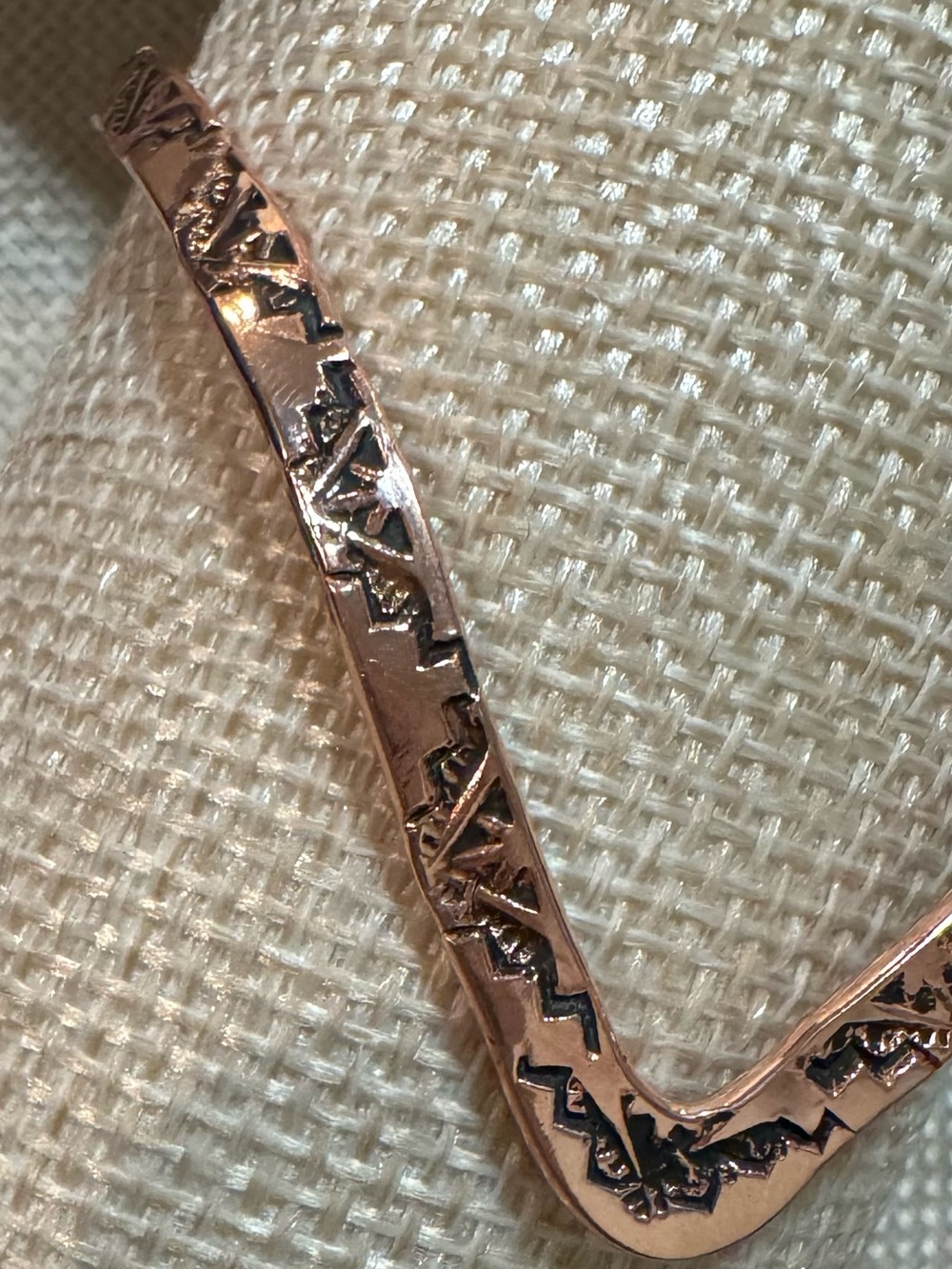 Native American Copper Chevron Cuff Bracelet - Picture 4 of 8